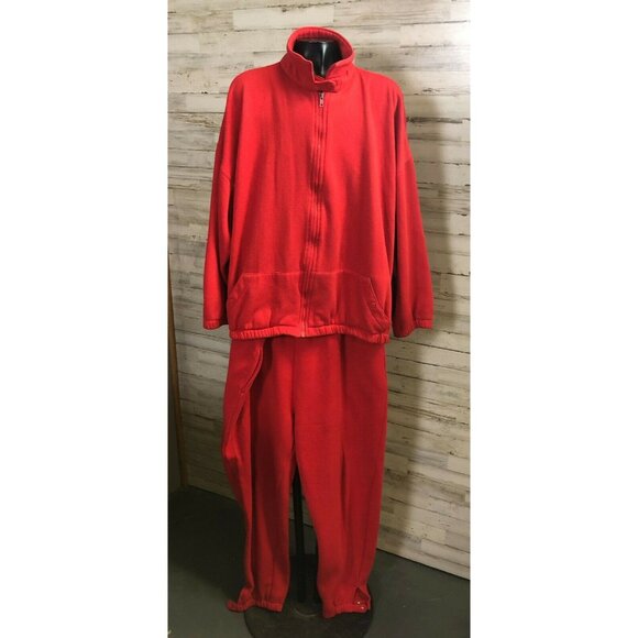 Jan L. Sport Vintage Red Jersey Knit Track Suit Women’s Large - Picture 1 of 9